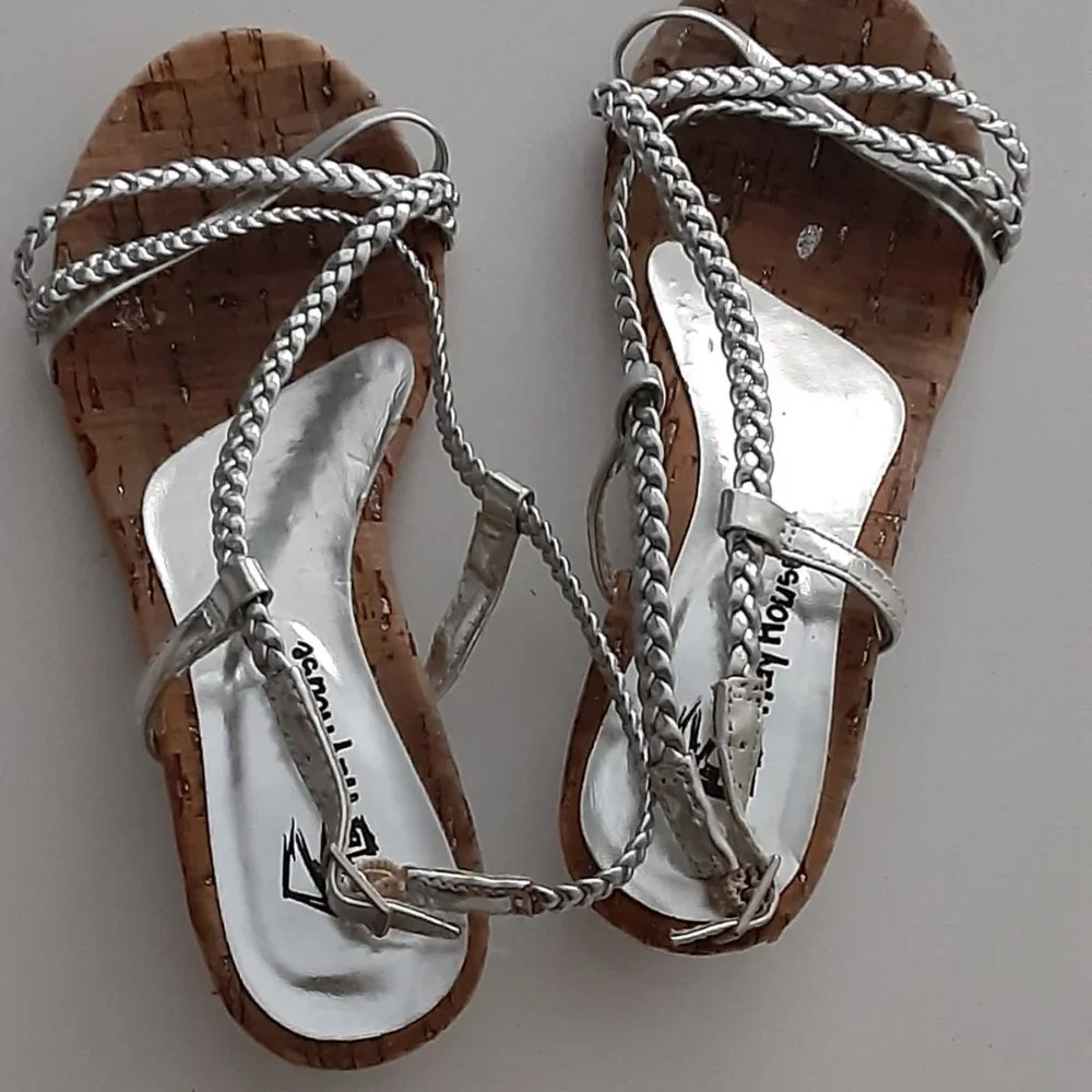 Playhouse silver & cork little girls sandals size 12